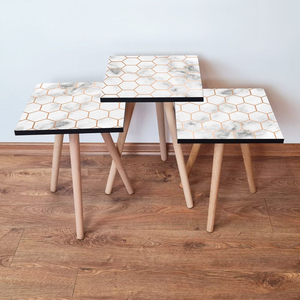 Nesting Table (3 Pieces) 3Shp397 - colours: White WhiteTan slika 1