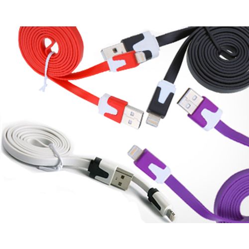 USB color flat kabl, iphone, 1m  Bela slika 1