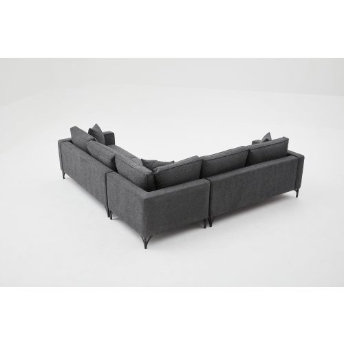 Atelier Del Sofa Kutna garnitura, Antracit Crno, Berlin - Anthracite, Black slika 5