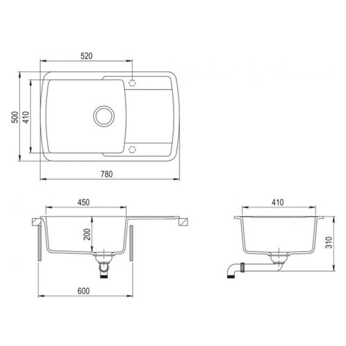 Sudoper Helika LIRA SQL101-AW Graphite slika 4