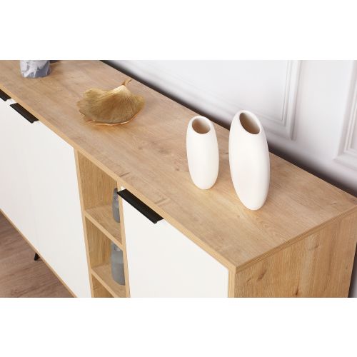 Woody Fashion Komoda, hrastBijela boja, Clara Console - Oak, White slika 3