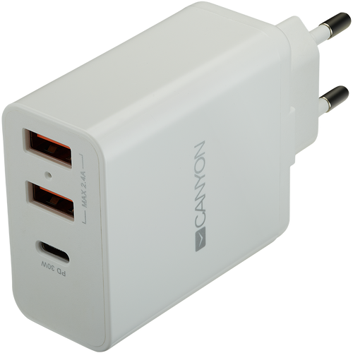 CANYON H-08 Univerzalni 3xUSB AC punjač (u zidu) sa zaštitom od prenapona (1 USB-C sa PD brzim punjačem) slika 1