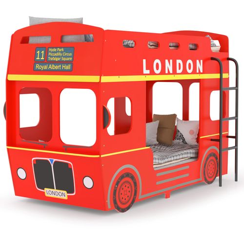 Krevet na kat londonski autobus crveni MDF 90 x 200 cm slika 3