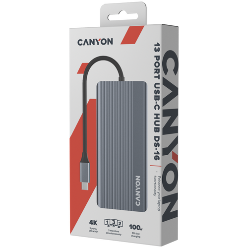 CANYON DS-16 13in1 4K USB-C Hub Sivi slika 7