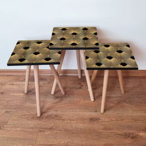 Nesting Table 3Shp266 - Crna i Zlatna (3 Komada)