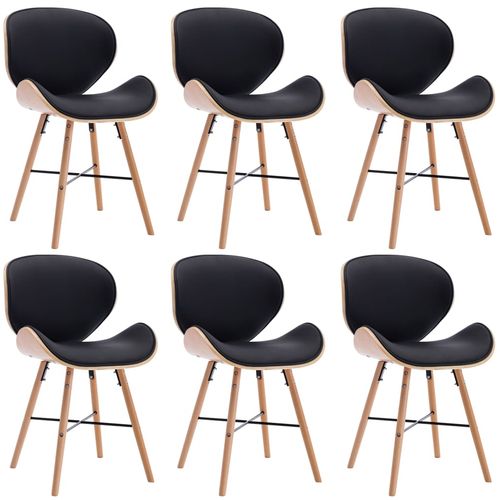 Blagovaonske stolice od umjetne kože i drva 6 kom crne slika 33