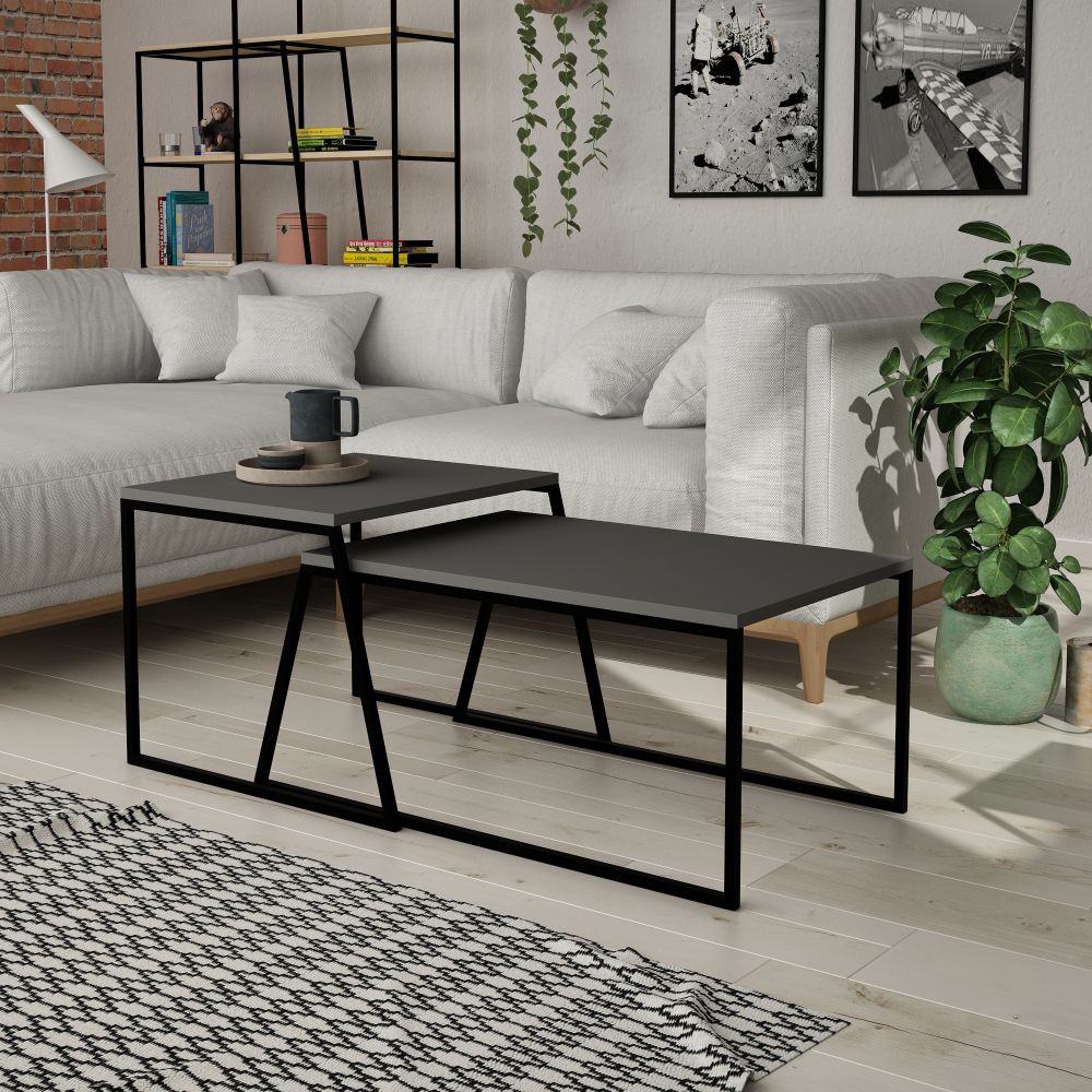 Set Klub Stolova Pal Orta - Antracit Crni slika 1