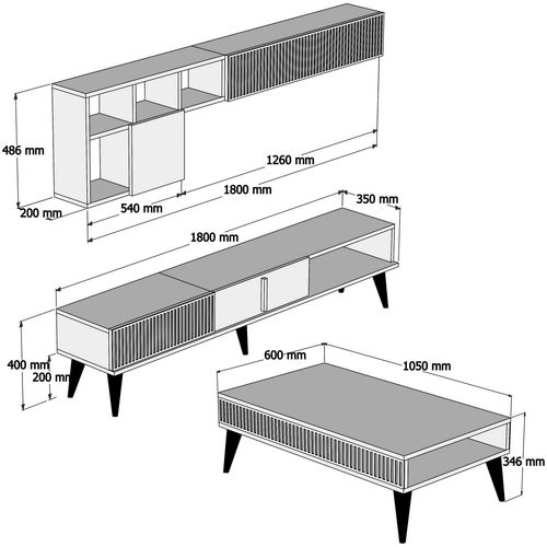 Milan - Walnut Walnut Living Room Furniture Set slika 5