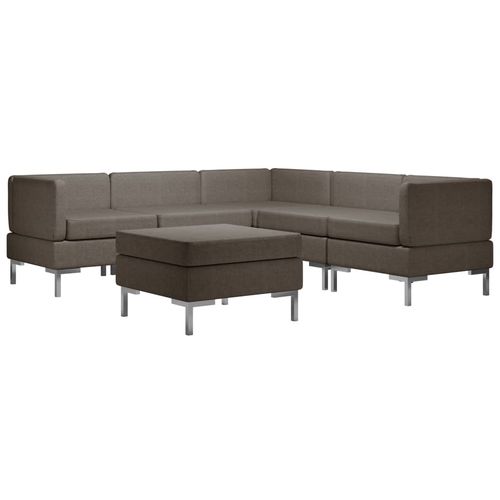 6-dijelni set sofa od tkanine smeđe-sivi slika 46