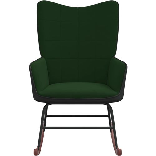 Stolica za ljuljanje tamnozelena od baršuna i PVC-a slika 10