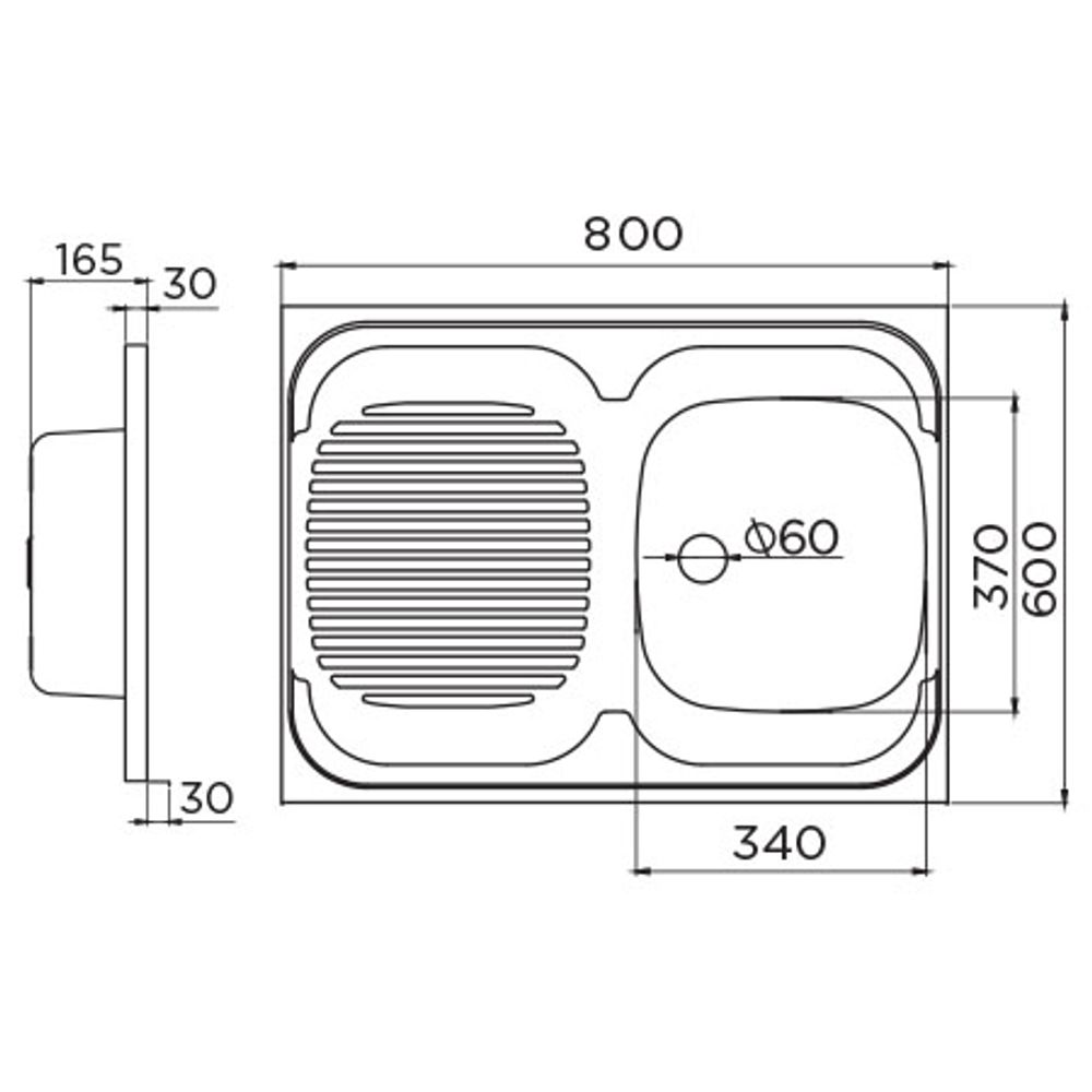 Metalac usadni sudoper STANDARD D desno slika 3