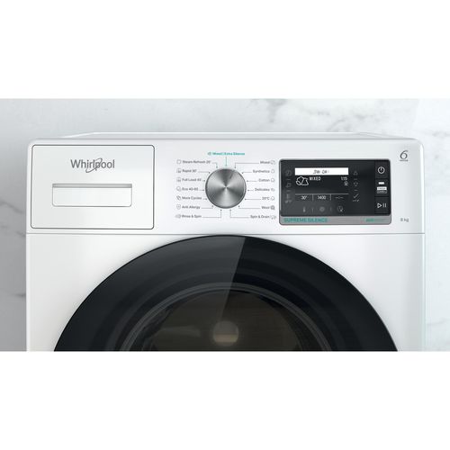 Whirlpool W6X W845WB EE Supreme Silence, Veš mašina, 8 kg, 1400 rpm, Direct drive motor, Dubina 60.7 cm slika 8