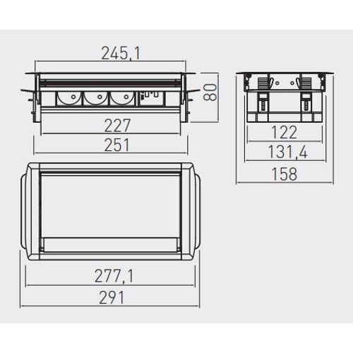 Ugradbena utičnica GTV za urede 3x 230V + 2x USB slika 2