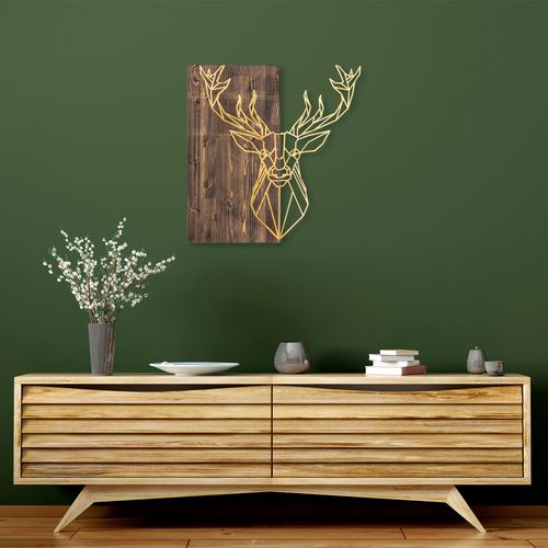 Wallity Drvena zidna dekoracija, Deer1 - Gold slika 1