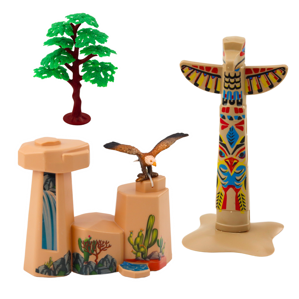 Set indijanskih figura, selo Indijanaca, totem za kajak slika 2
