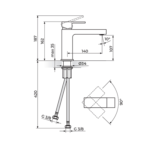 Rosan  QUADRO Baterija za lavabo M slika 2