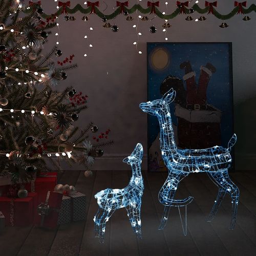 Akrilna obitelj sobova božićni ukras 160 LED ledeno bijela slika 10