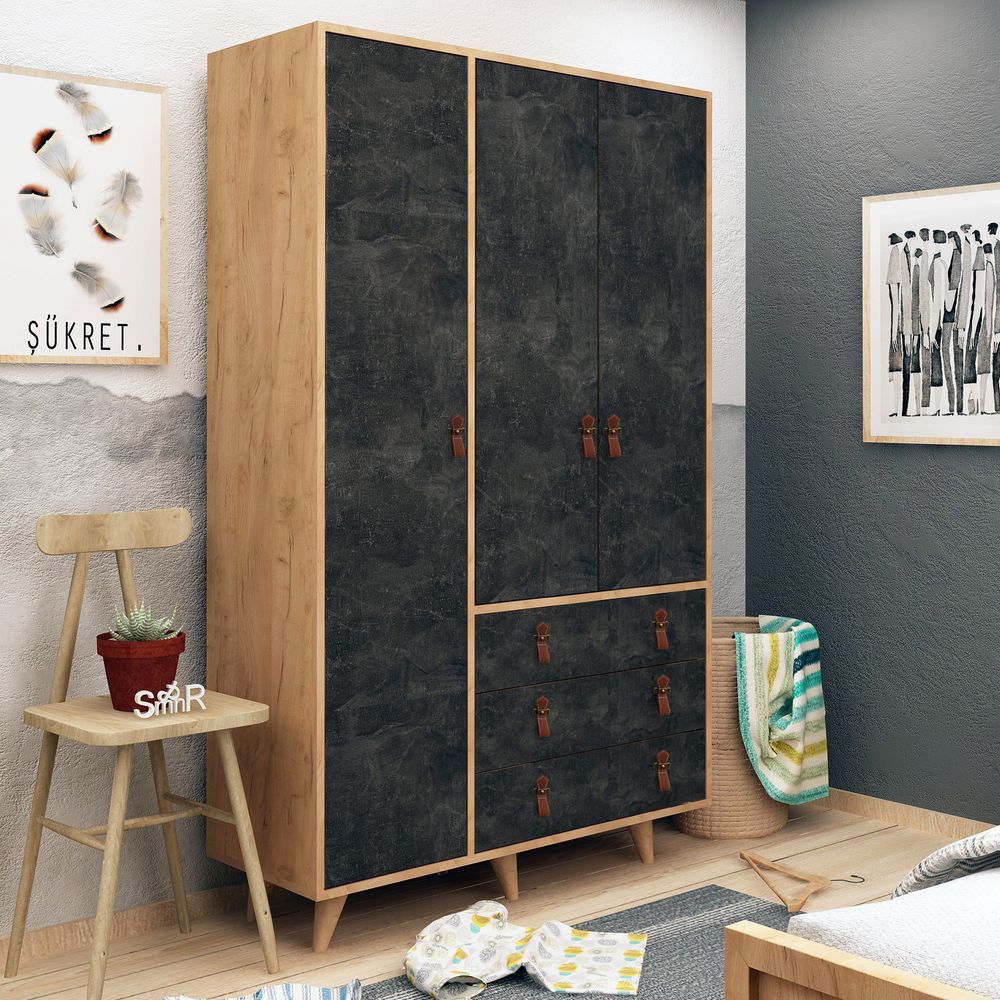 Ormar Chunky Oak u Tamno Sivoj Boji slika 2