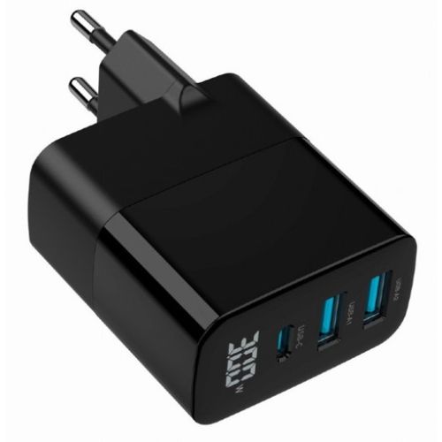 TA-UC-PDQC30LCD-BK-02 Gembird GaN USB brzi punjac, 30W 3-port (2xUSB-A+ USB-C), LCD, black slika 3