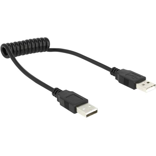 Delock USB kabel USB 2.0 USB-A utikač, USB-A utikač 0.60 m crna spiralni kabel 1937078 slika 1