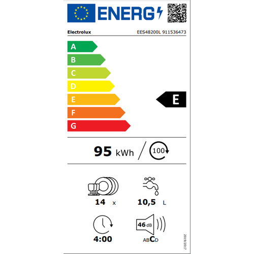 Electrolux EES48200L Ugradna mašina za pranje sudova SatelliteClean®, 14 kompleta, Inverter, 60 cm slika 8