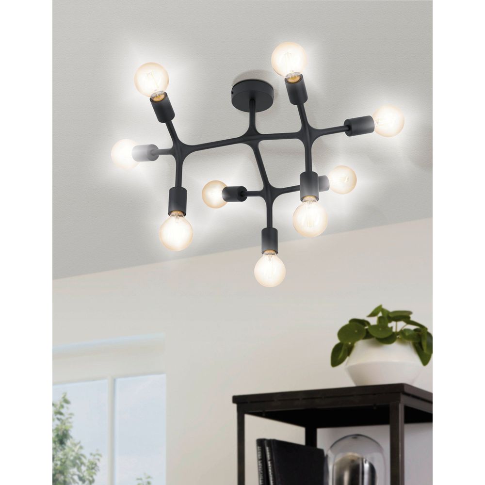 Eglo Bocadella 1 Stropna Lampa, E27, Crna slika 2