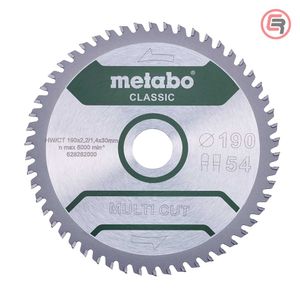 Metabo List Kružne Pile 190 × 2,2 / 1,4 × 30 / Z = 54 Multi Cut Classic – 628282000