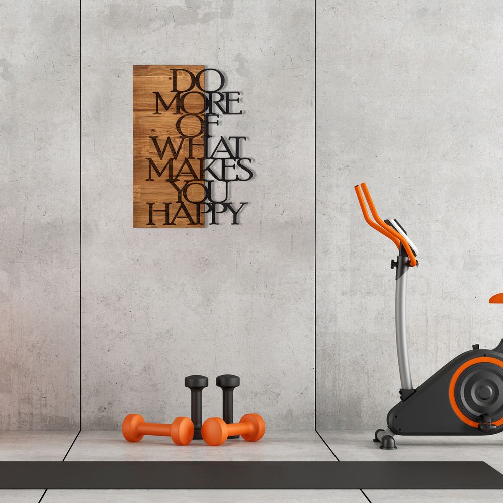 Dekorativni Drveni Zidni Ukras 'Do More Of What Makes You Happy' od Crnog Oraha slika 1