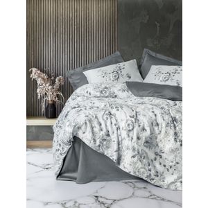 Satin double quilt cover set Moale, colour: grey