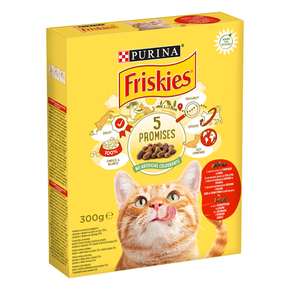 Friskies® Hrana za mačke, kombinacija govedine i piletine, s povrćem, Adult 300g  slika 1