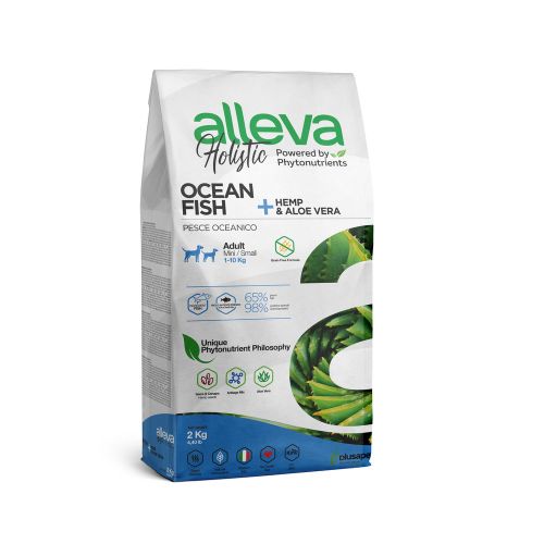 Alleva Holistic Dog Adult Ocean Fish + Hemp &amp; Aloe Vera Mini 2 kg slika 1