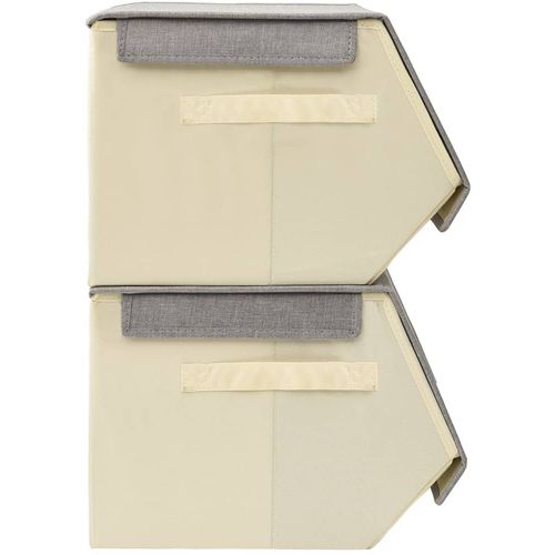 3-dijelni set složivih kutija za pohranu od tkanine sivi i krem slika 8