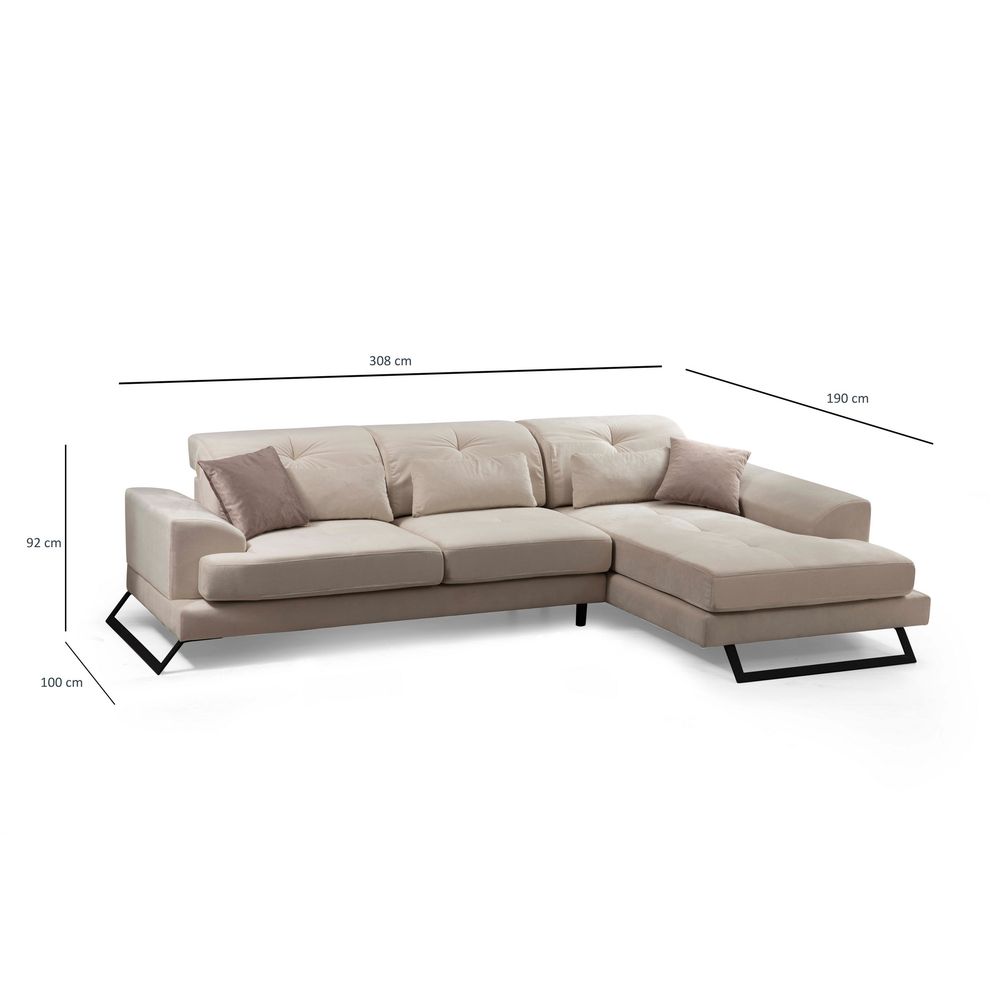 Ugaona Sofa Frido Desni Kut (L3+Chl) - Ecru Boja slika 15