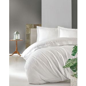Elegant - White White Satin Super King Quilt Cover Set (FR)