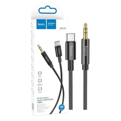 hoco. audio kabel USB type C na 3.5 mm, 1m, UPA19 Black slika 1