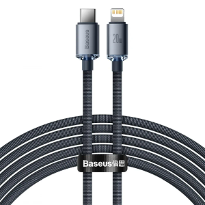 BASEUS kabel Type C za Apple Lightning 8-pinski PD20W Power Delivery Crystal Shine 2m crni