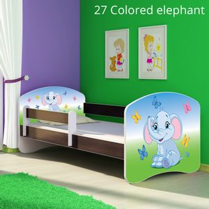 Dječji krevet ACMA s motivom, bočna wenge 140x70 cm 27-colored-elephant