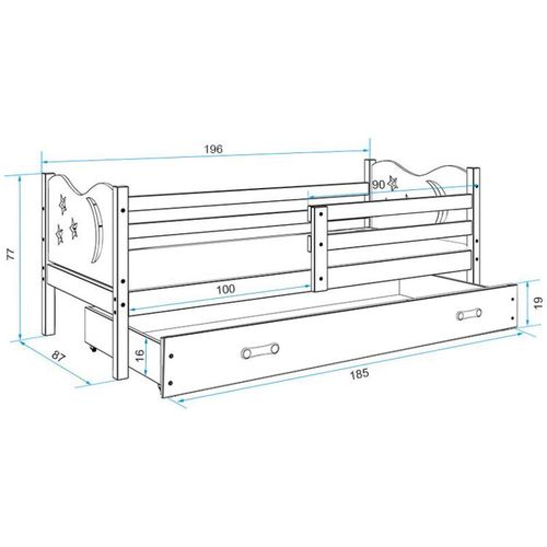 Drveni dječji krevet Max s ladicom - bijeli - bijeli - 190*80cm slika 3
