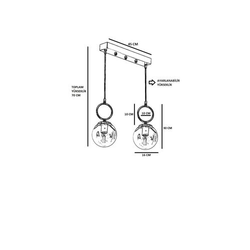 Morino 2 Li Sıralı Bal Camlı Eskitme Sarkıt Copper Chandelier slika 3