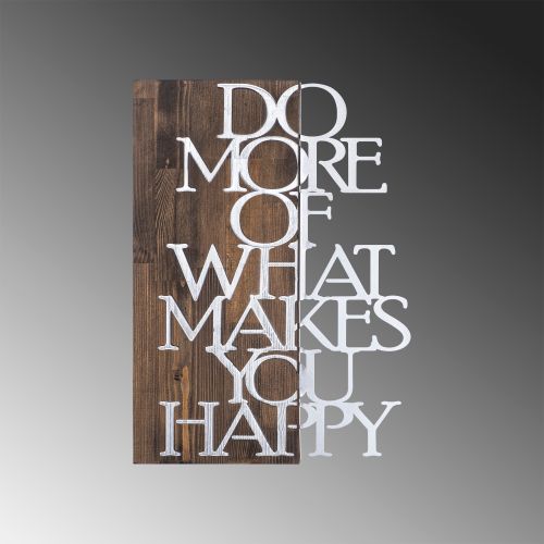 Wallity Drvena zidna dekoracija, Do More Of What Makes You Happy - Silver slika 4