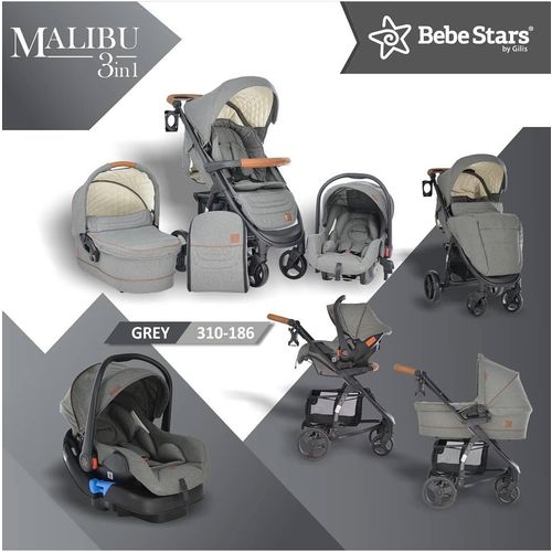 Bebe Stars kolica Malibu 3u1 - Grey slika 13