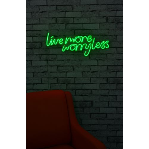 Wallity Ukrasna plastična LED rasvjeta, Live More Worry Less - Green slika 2