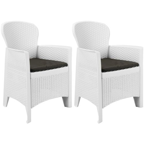 Vrtne stolice 2 kom s jastucima bijele plastične nalik na ratan slika 14