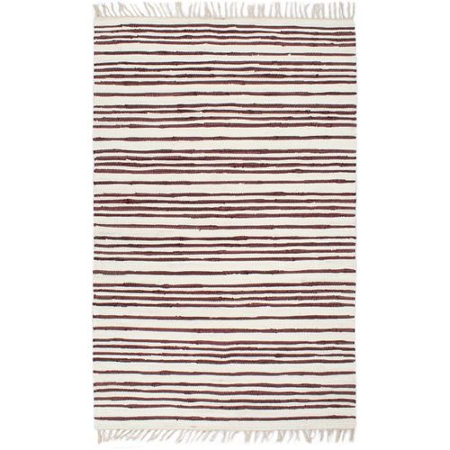 Ručno tkani tepih Chindi od pamuka 160 x 230 cm bordo-bijeli slika 1