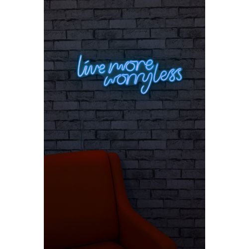 Wallity Ukrasna plastična LED rasvjeta, Live More Worry Less - Blue slika 11