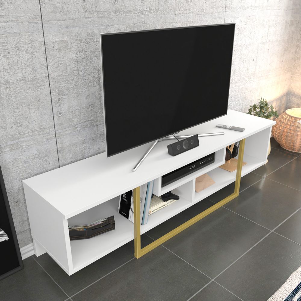 Asal 150 - TV Stalak u Bijeloj i Zlatnoj Boji slika 4