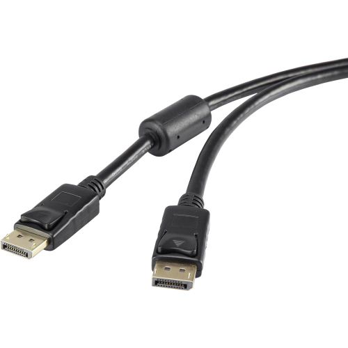 Renkforce DisplayPort priključni kabel DisplayPort utikač, DisplayPort utikač 1.80 m crna RF-4212201 pozlaćeni kontakti, s feritnom jezgrom DisplayPort kabel slika 1