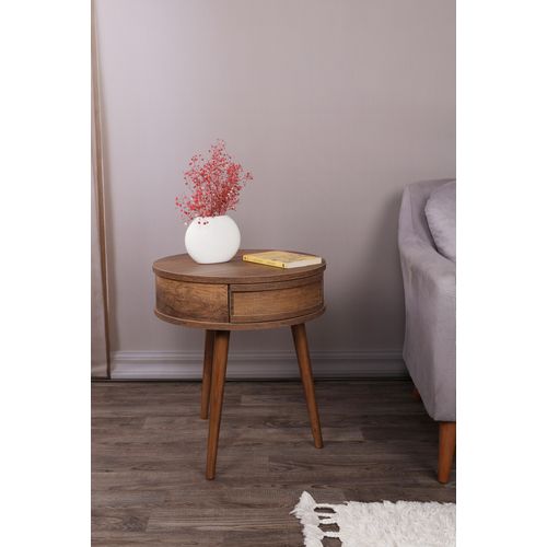 Yuvarlak - Walnut Walnut Side Table slika 1