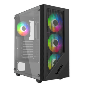 Kuciste Raidmax Obsidian window/black, 4x 120mm RGB/650W/RO650RGB