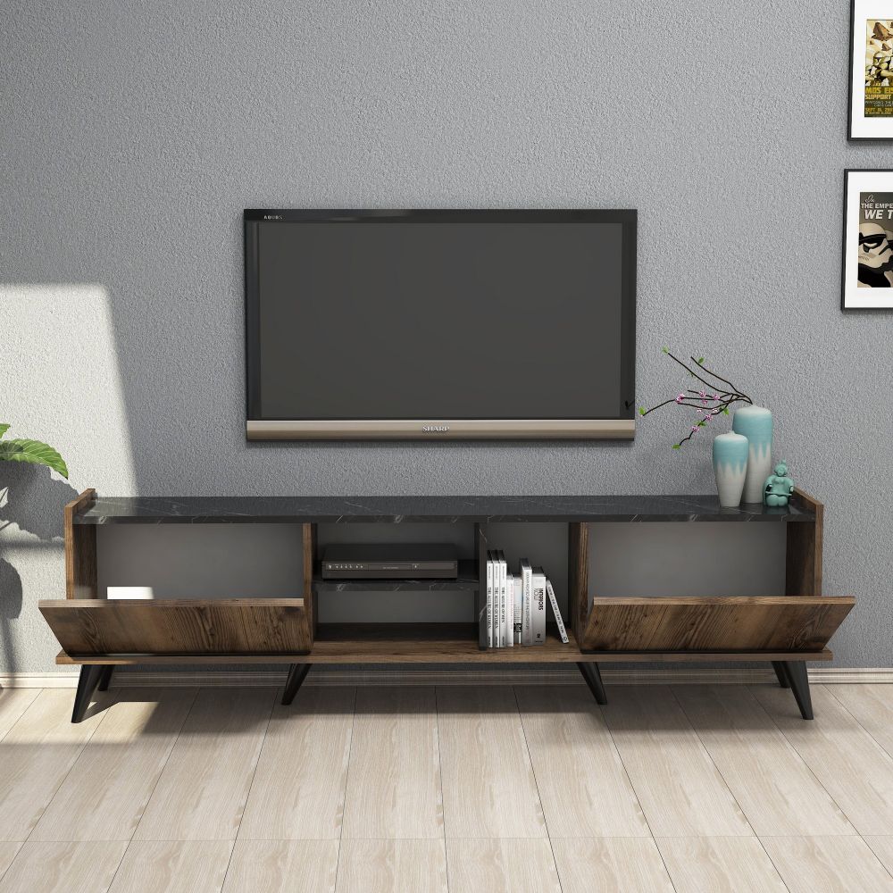 TV Stalak Elegante 1330 - Orah i Crna slika 3